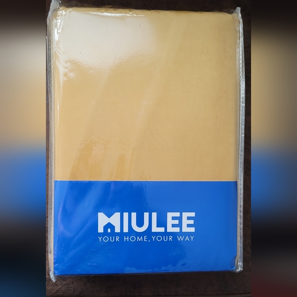 Miulee 63x52 Velvet Pom Pom Mustard Yellow Curtains Room Darkening Thermal Set 2 - Picture 8 of 10